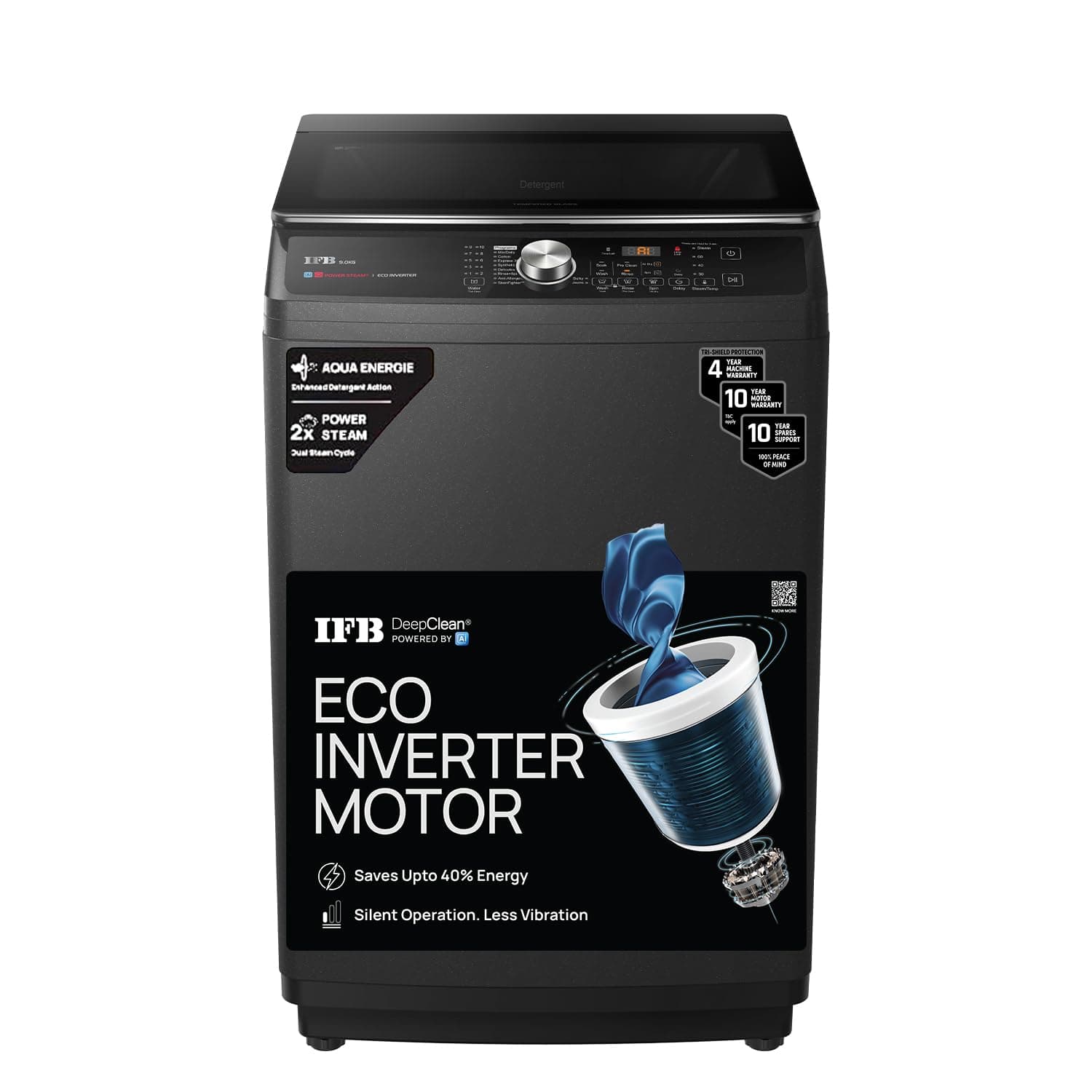 IFB 9 Kg 5 Star AI Powered Deepclean Technology Fully Automatic Top Load Washing Machine with Inbuilt Heater(TL900NB2SID, Eco Inverter, Power Steam, A...