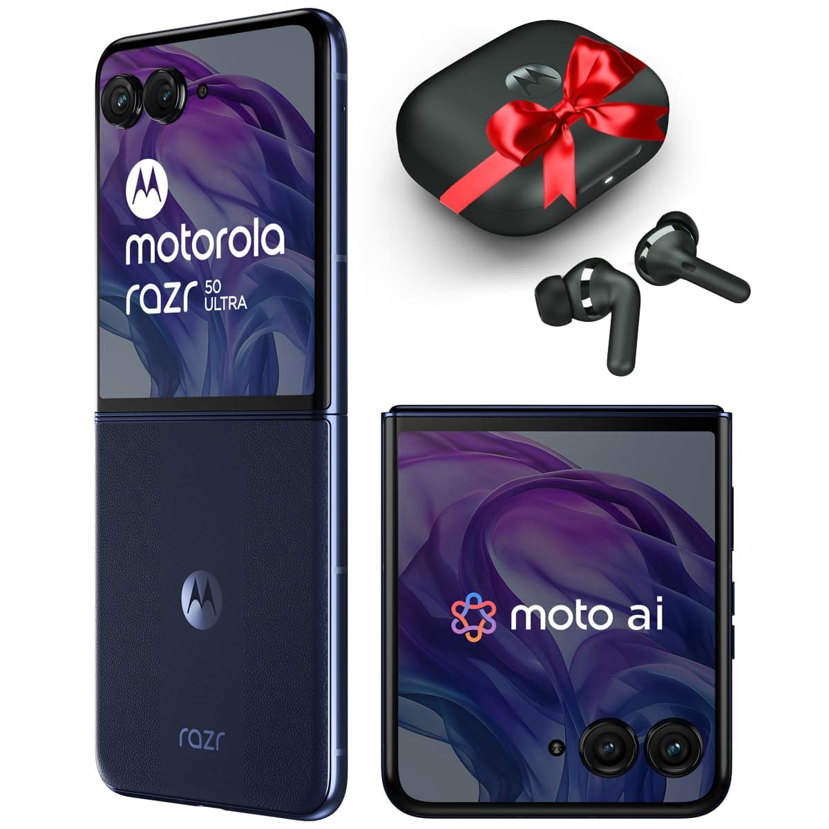 Motorola razr 50 ultra (Midnight Blue, 12GB RAM, 512GB Storage) | with moto buds+ | moto ai | 4.0" external AMOLED display | Snapdragon 8s Gen 3 | 6.9...