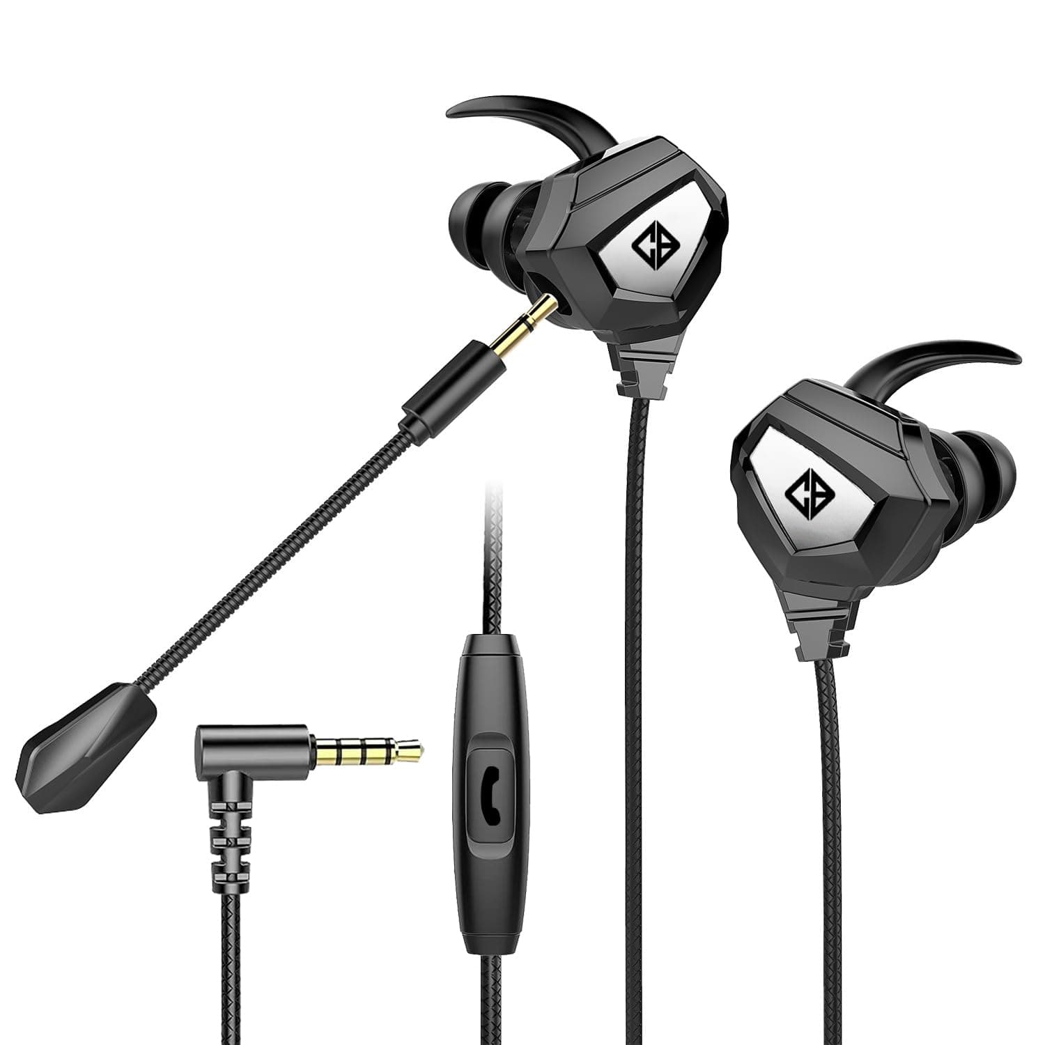 Cosmic Byte CB-EP-08 Gaming Wired in Ear Earphone with Detachable Microphone, Dual 6mm Drivers, for PC, PS4, PS5, Xbox, Mobiles, Tablets (Black)