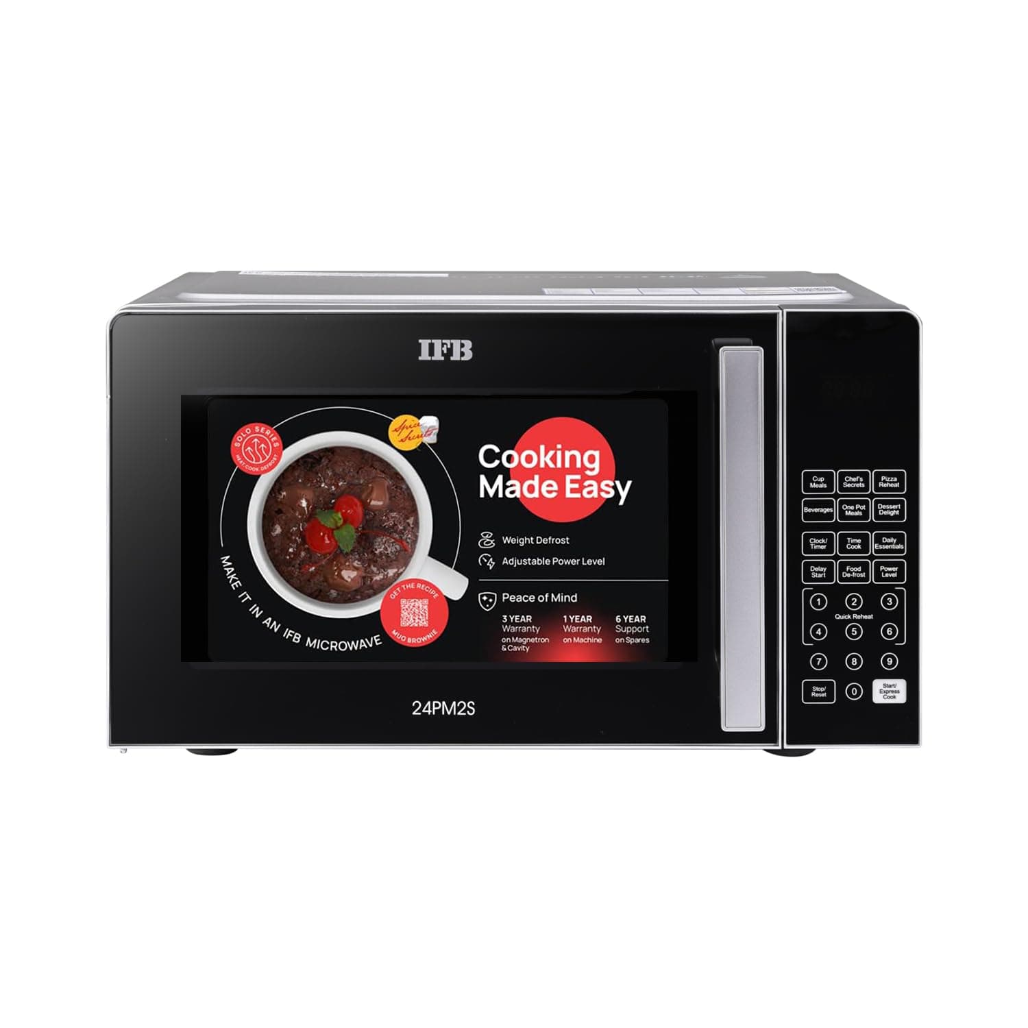IFB 24 L Solo Microwave Oven (24PM2S, Silver, 69 Indian and Continental Auto Cook Recipes)