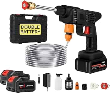SHAYONAM Cordless Portable Wireless Pressure Washer Gun 48V 12000mah High Pressure Water Gun for Car Wash Bike Washing Cleaning| Adjustable Nozzle and...