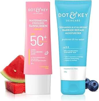 Dot & Key Ceramides & Hyaluronic Skin Barrier Repair + Face Cream-100g & Dot & Key Watermelon Cooling Sunscreen Spf 50 Pa+++ - 50g | For Normal Skin |...