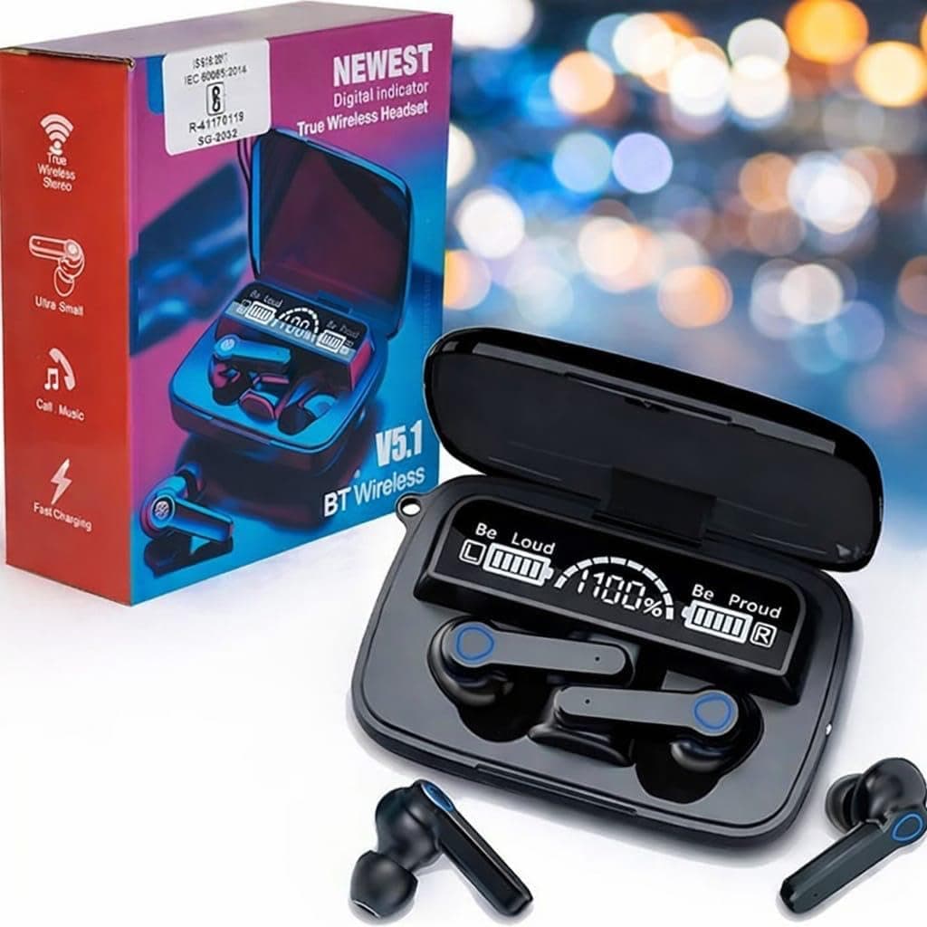 M19 TWS Earbuds with LED Battery Display & Built-in Torch | 30H Playtime, Fast Charging, Bluetooth 5.1, ENC, IPX7 Waterproof