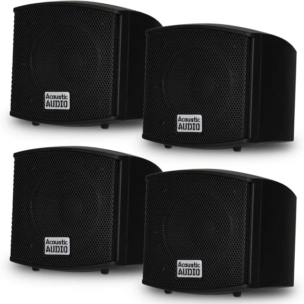Acoustic Audio AA321B Mountable Indoor Speakers 800 Watts Black 2 Pair Pack AA321B-2Pr