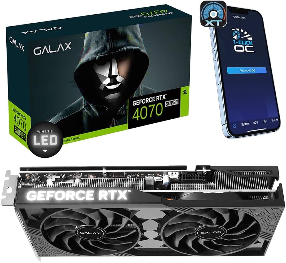 Galax GeForce RTX 4070 Super 1-Click OC 2X 12GB GDDR6X 192-bit DP*3/HDMI 2.1/DLSS 3 | Nvidia RTX 4070 Super 12GB Graphics Card - 47SOM7MD9PSU