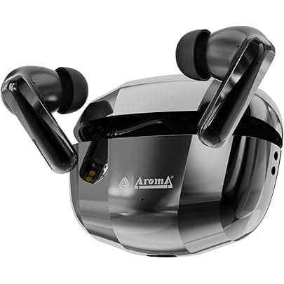 AROMA TWS2 Nexon V5.4 Bluetooth Earbuds, Dazzling Black | Upto 60Hr Playtime, ENC, Dual Paring, Fast Charging, Heavy Bass