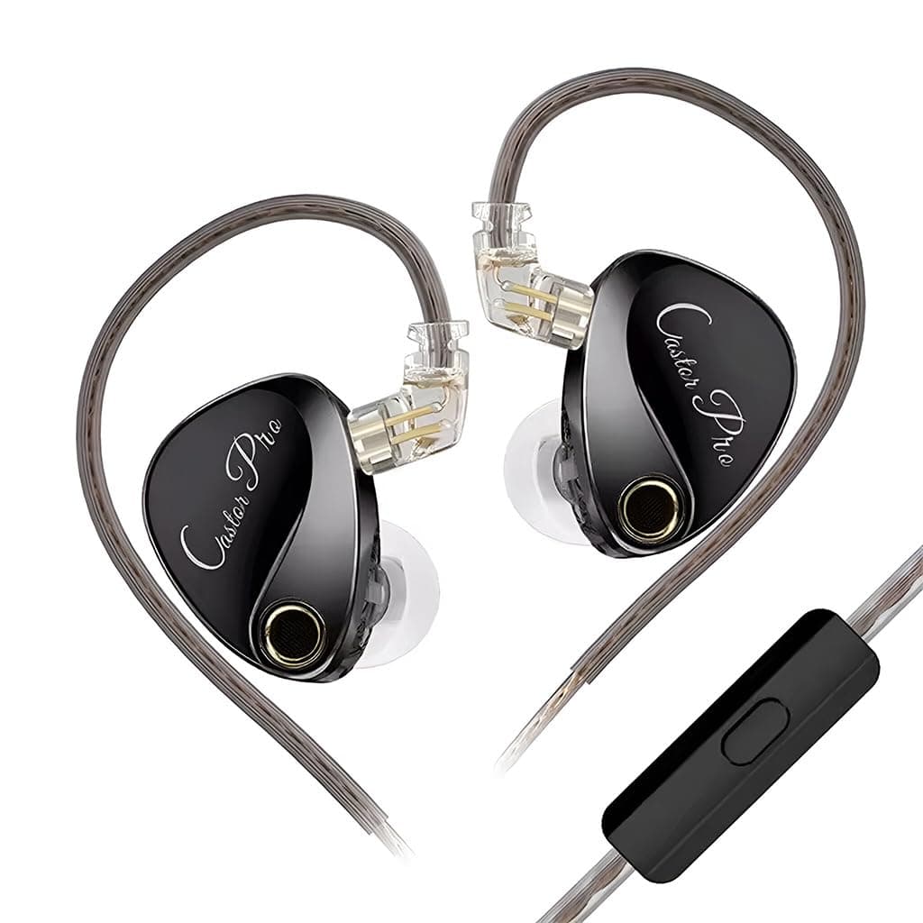 KZ Castor Pro in Ear Monitor with Mic, Dual 10mm Dynamic Driver, Harman Target Hi-Res Audio Quality, 4 Tuning Switch, Oxygen Free Copper Flat Cable, H...