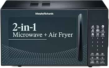 Morphy Richards Air 23Cgad Convection Microwave Oven for Kitchen, with in-Built Air Fryer & Dehydrator|23 Litre with 220 Autocook Menu,Black