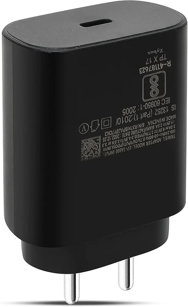 Samsung 25w Original Charger Adapter Compatible for Samsung Galaxy M34 5G, M53 5G, F23 5G, M14 5G, F14 5G, M33 5G, A34 5G, A54 5G Fast Travel Adapter - Black [ 25 Watt ]
