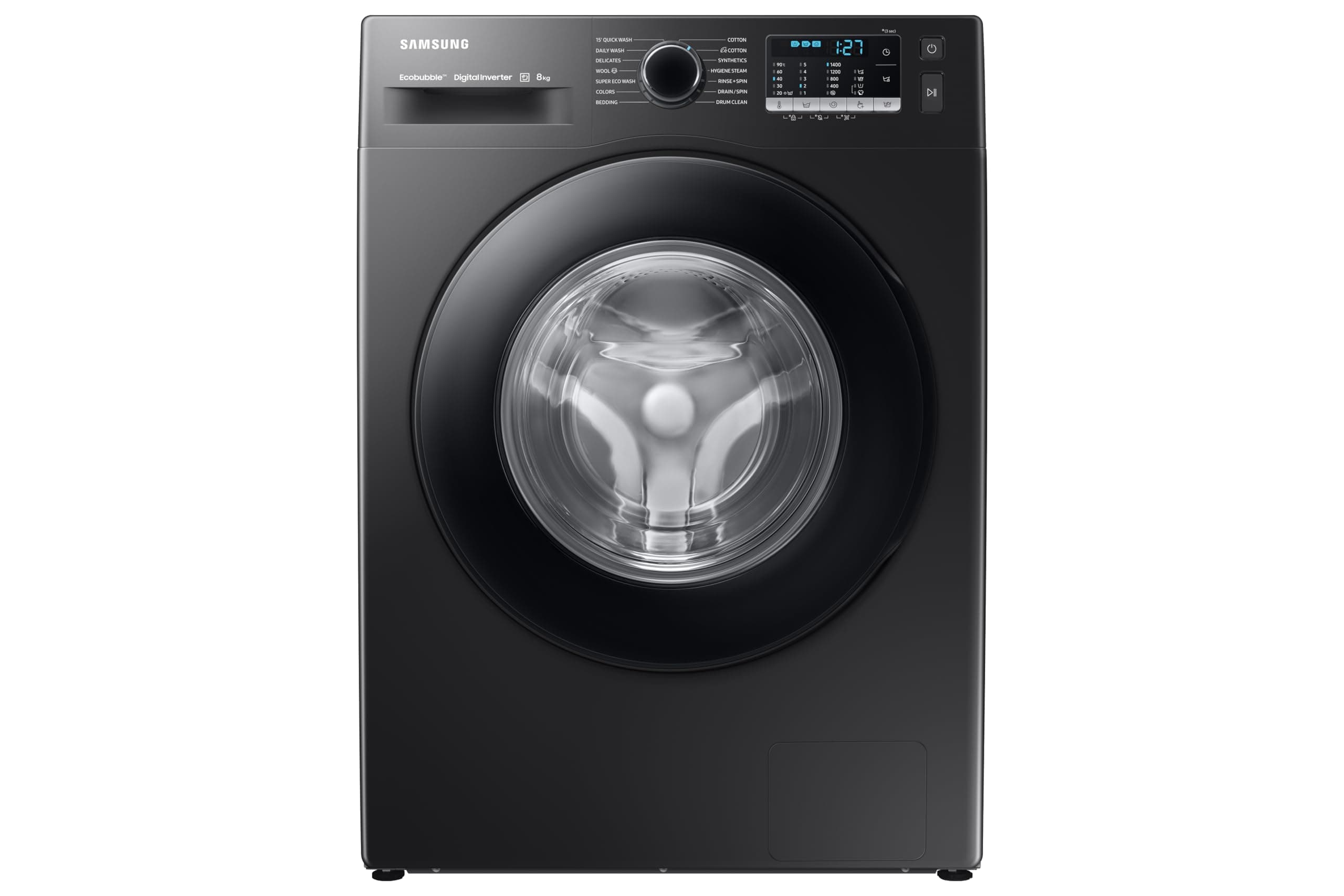 Samsung 8 kg, Hygiene Steam with Inbuilt Heater, Digital Inverter, Fully-Automatic Front Load Washing Machine (WW80TA046AB1TL, Black)