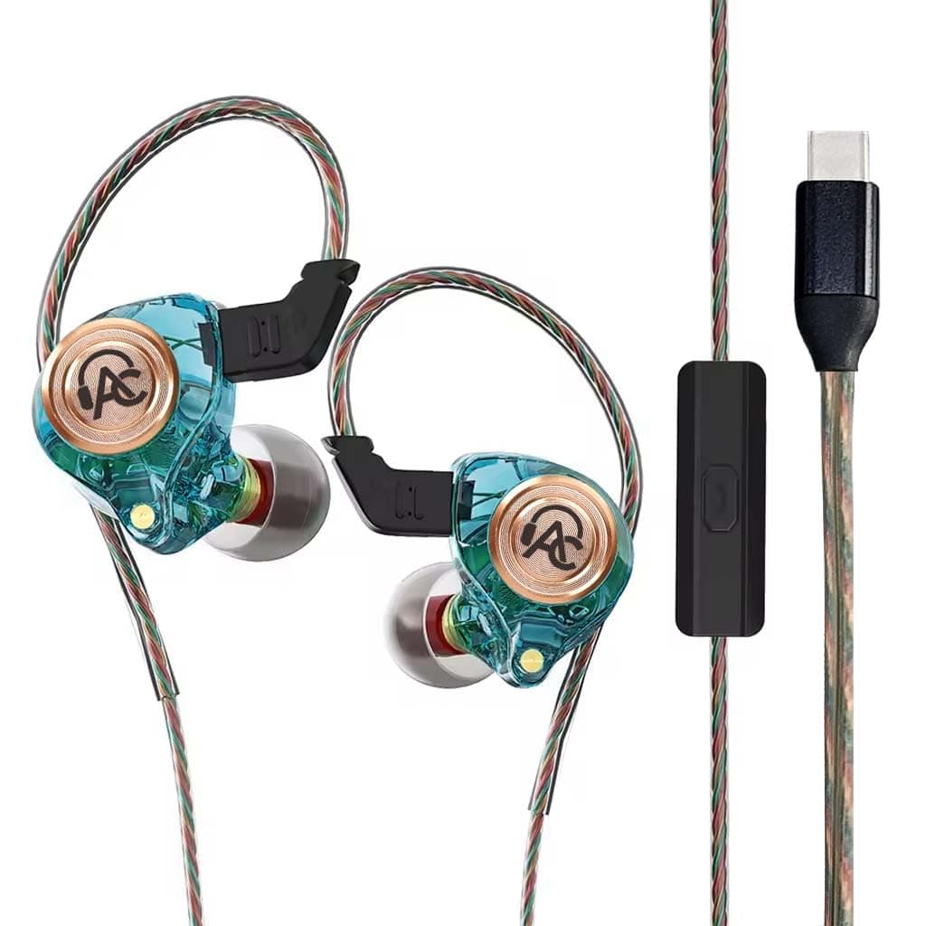 AUDIOCULAR BR Pro IEM Wired Earphones, in Ear Monitor with Type-C Plug, 10mm Titanium Driver, HD Mic, Oxygen-Free Copper Cable, Noise-Isolating Eartips – for Android, Laptops, Tablets