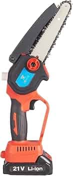 OREZEN ZEYANG Mini Cordless Chainsaw Dual Battery (21Vx2), 8 Inch Cutting Area - Battery Operated Chain Saw (8 INCH)