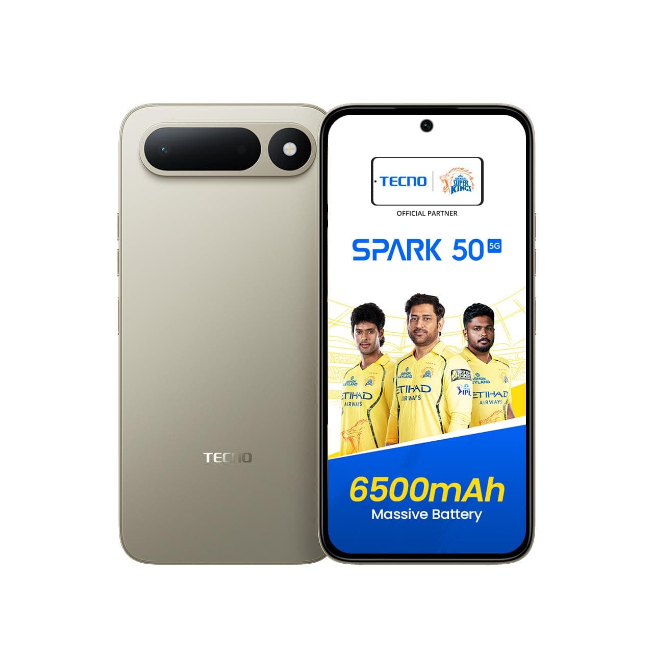 Spark 50 5G (Champagne Gold, 4GB+128GB) | 6500mAh Battery + 45W Fast Charger | Upto 18GB* RAM | MIL-STD 810H Protection | Fastest 8X Network Speed* wi...