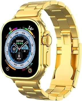 Punnk Funnk Golden Smart Watch for Men Unleash Luxury Ultra Watch Golden Smartwatch - 49mm Golden Bracelet Strap - Advanced Connectivity, Wireless Cha...