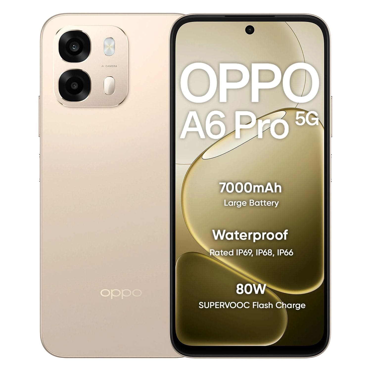 OPPO A6 Pro 5G Smartphone 8+256GB Brown with No Cost EMI | 6.75-inch 120Hz Display, 7000mAh Battery, 80W Fast Charging, 16MP & 50MP Camera, MediaTek Dimensity 6300, IP69