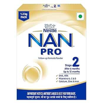 NAN PRO Stage 2, 1.2kg Pack, Infant Formula Milk Powder with DHA-ARA for Babies 6-12 Months Infants, 3x400g (Bag-in-Box)