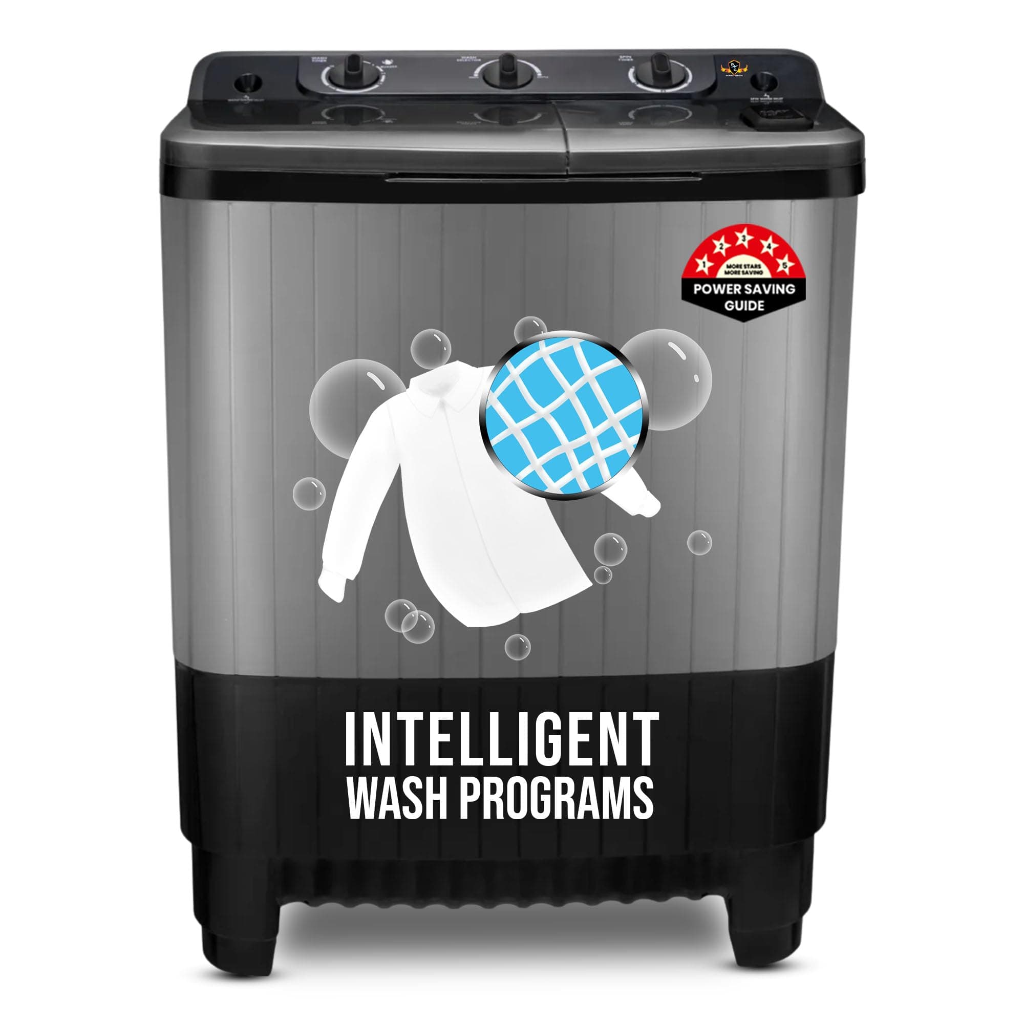 Power Guard 7.5 Kg 5 Star Semi Automatic Top Loading Washing Machine (PG75WMSATL-01, Grey,Black)
