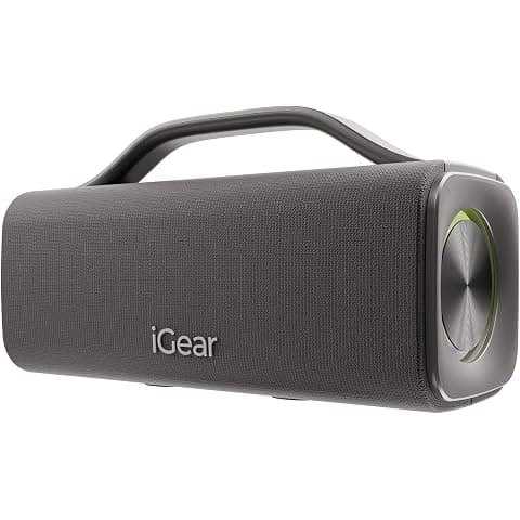 iGear Drift Portable 60W Bluetooth Speaker with Bluetooth 5.3, Deep Bass, TWS Pairing, RGB Lights, IPX5 Water Resistant, USB/TF Card/AUX Playback, Type-C Charging (Black)