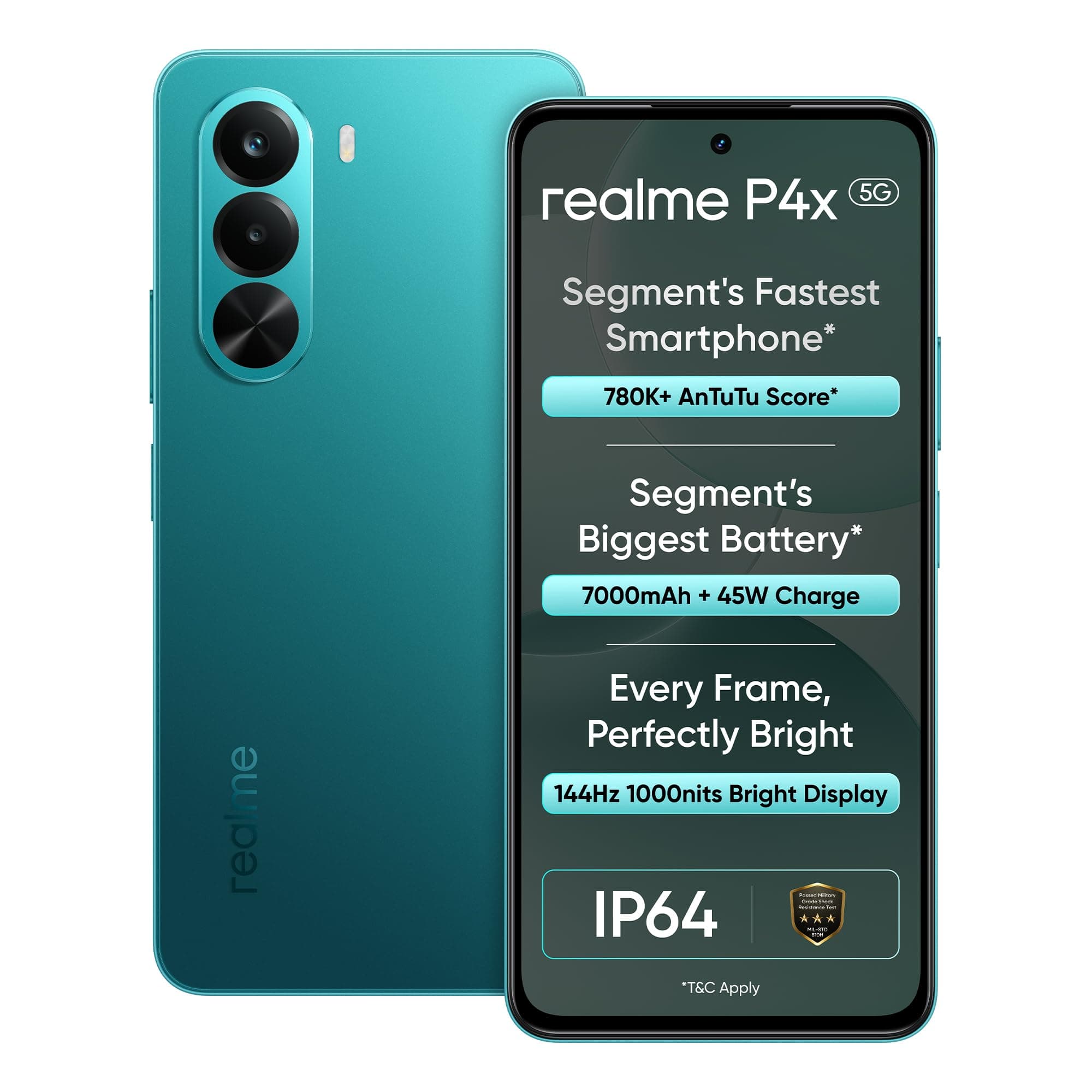 realme P4X 5G Smartphone 6.72 inch, 7000mAh Battery, 45W Fast Charging Dimensity 7400 Ultra 4nm Octa-core chipset Processor (Green, 256, GB, 8, GB)