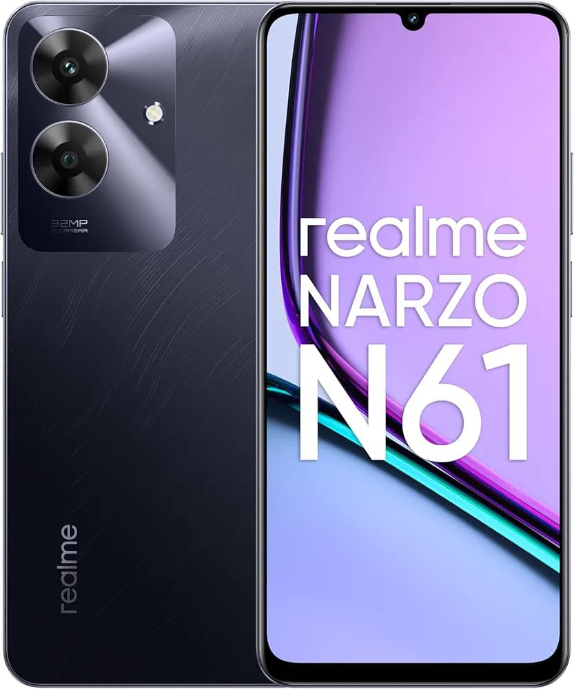 realme NARZO N61 (Marble Black, 4GB RAM+64GB Storage) 90Hz Eye Comfort Display | IP54 Dust & Water Resistance | 48-Month Fluency | Charger in The Box