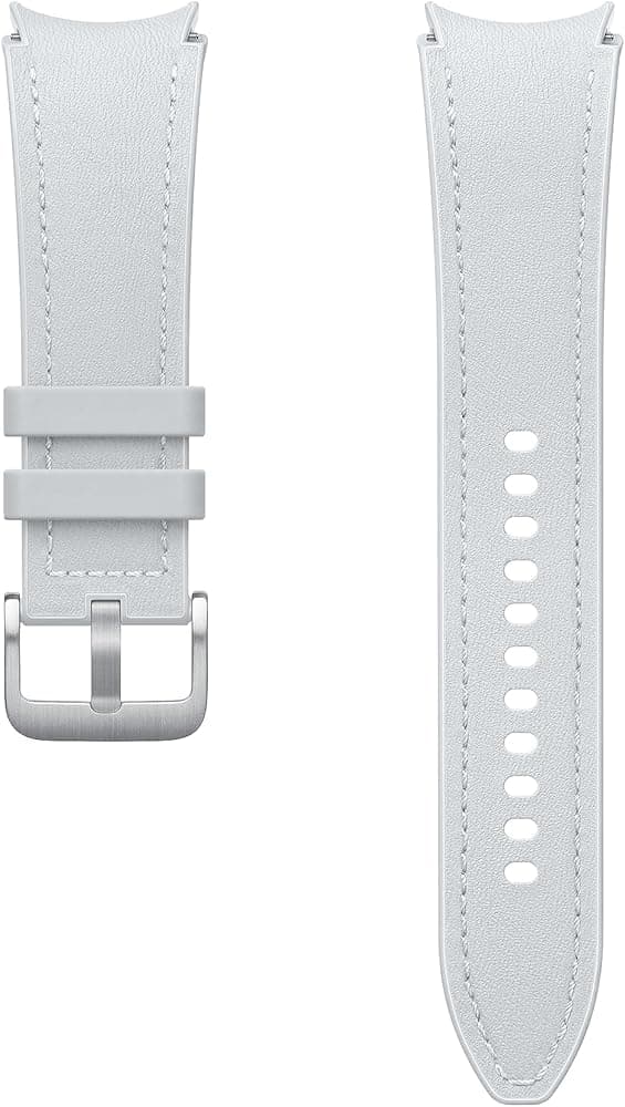 Samsung Galaxy Watch Hybrid Leather Band(M/L), Silver | Compatible with Galaxy Watch6, Watch5, Watch4