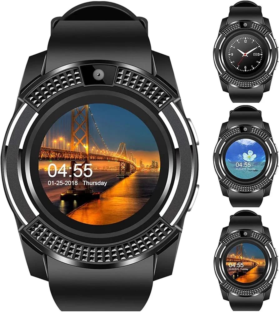 WTG V8 Bluetooth Smartwatch, Smart Watch with SIM Slot and 32GB Memory Card Slot and Bluetooth and Fitness Tracker with All Mobile Phones Black