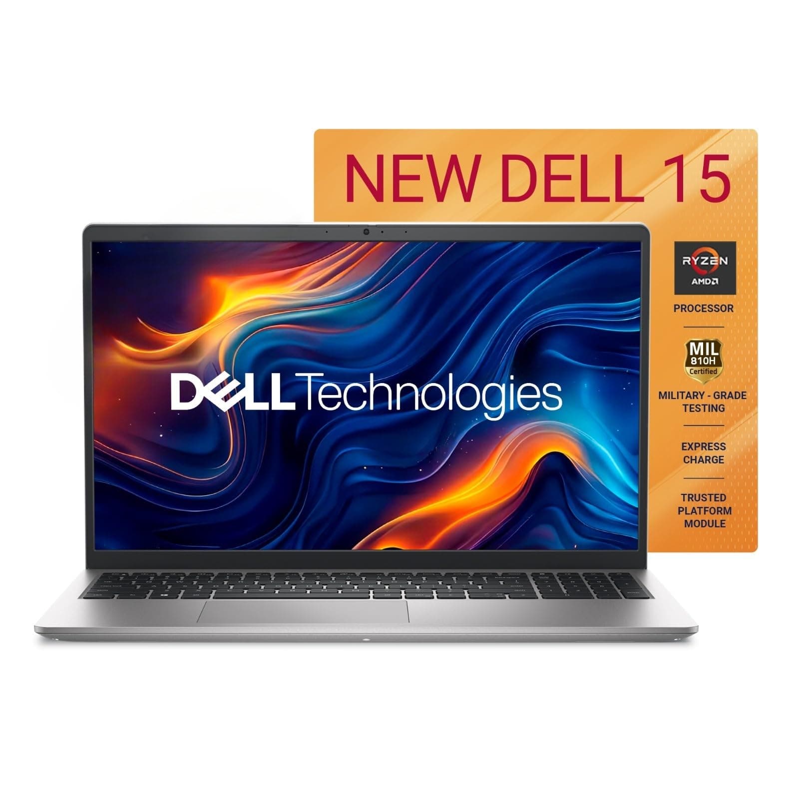 New Dell 15 Laptop, 15.6- Inches FHD 120Hz 250 nits, AMD Ryzen R7-7730U, 16GB DDR4, 512 SSD, AMD Radeon Graphics, Standard Keyboard, Win 11+Office H&S...