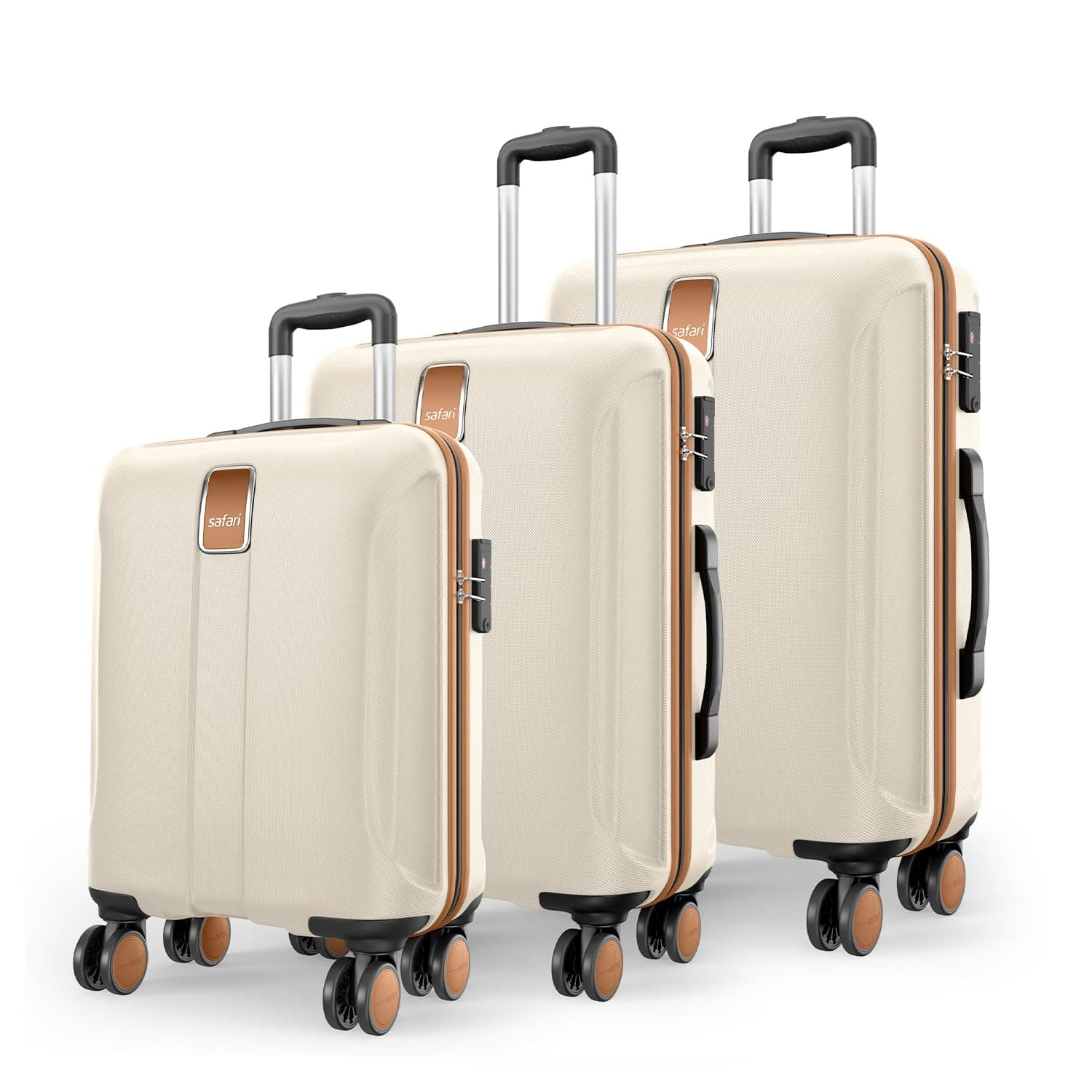 Safari Thorium Royale 8 Wheels Set of 3 Trolley Bags Hard Case Polycarbonate Luggage, TSA Lock, Wet Pouch Organized Interior, Suitcase for Travel, Tro...