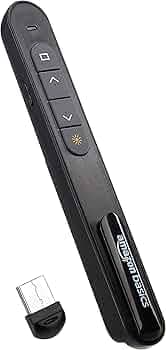 Amazon Basics Laser Pointer | Up to15 m Wireless Range | Wireless Presenter for Presentation, Slide Changer, USB Power Point Remote Control Pen | Blac...