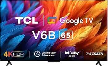 TCL 164 cm (65 inches) Metallic Bezel-Less Series 4K Ultra HD Smart LED Google TV 65V6B (Black)