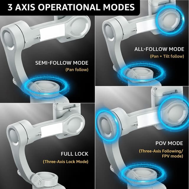 Amazon Basics 3-Axis Smartphone Gimbal Stabilizer with AI Fa… | Price ...