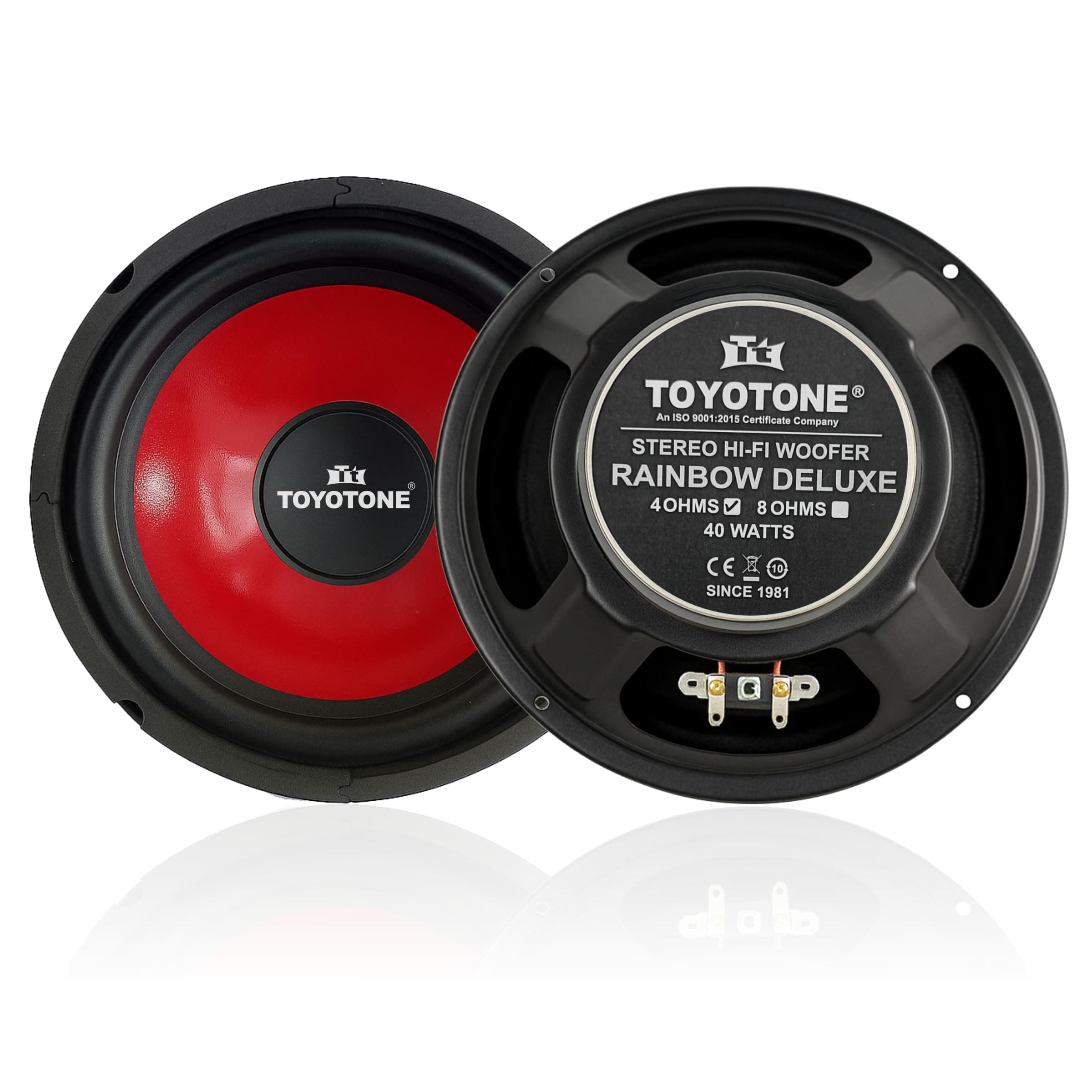 8" Rainbow Deluxe Stereo HI-FI Woofer Speaker | Water Proof Coated Paper Cone with Rubber Surround | Copper Coil 4 Ohms | 90 * 17MM Magnet | 40 Watt f...