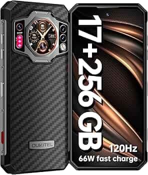 OUKITEL WP21 Rugged Smartphone Unlocked,17+256GB Android 12 Cell Phone,120Hz Helio G99 9800mAh Battery 66W Fast Charge,64MP Camera 20MP Night Vision,6...
