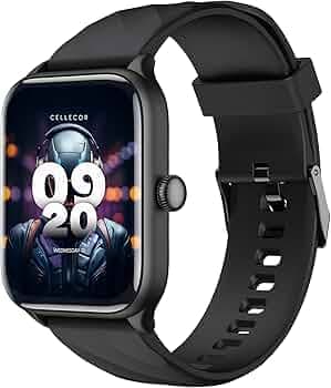 CELLECOR M1 STEW 1.83" BT Calling Smartwatch, Split Screen, 500 NITS, AI Voice Assistant, 120+ Sports Modes, SpO2, HR, IP67, Multi Games - Black