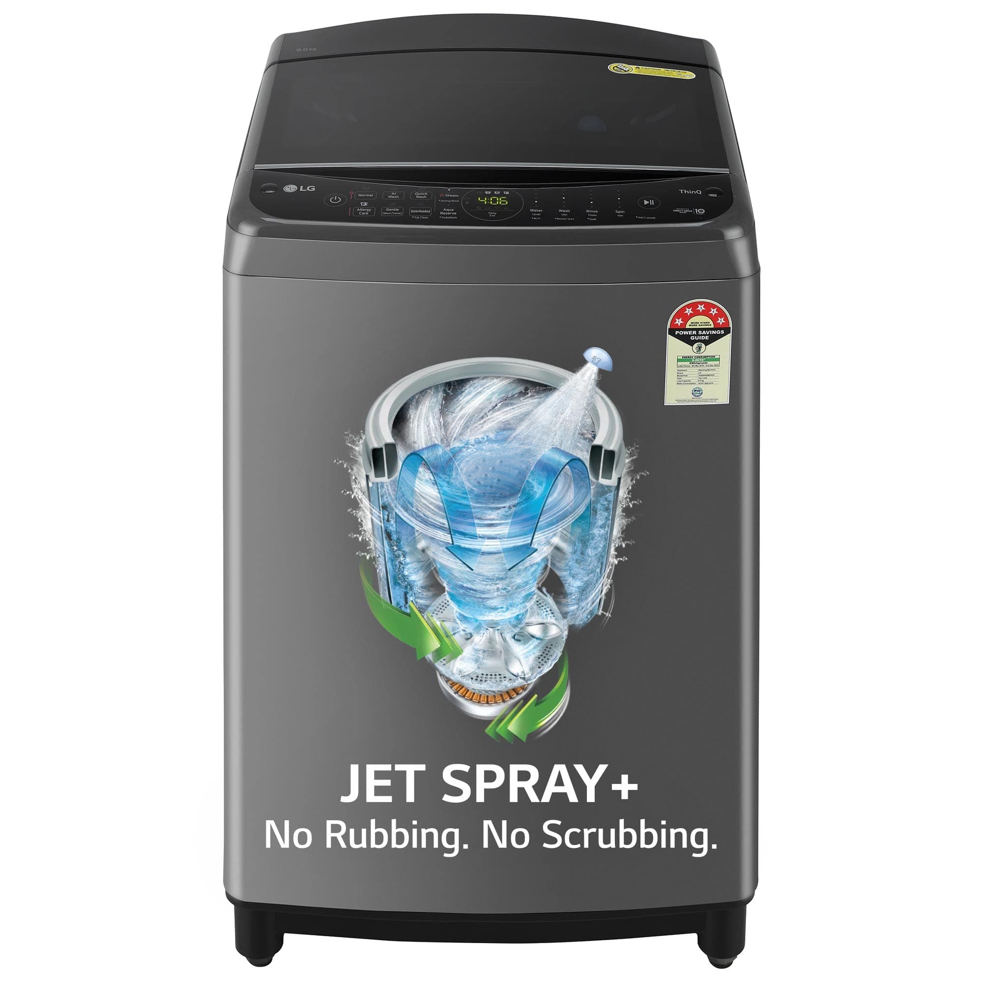 LG 9 Kg 5 Star Inverter Wi-Fi Fully-Automatic Top Loading Washing Machine (THD09NWM, Middle Black, AIDD Technology & TurboWash)