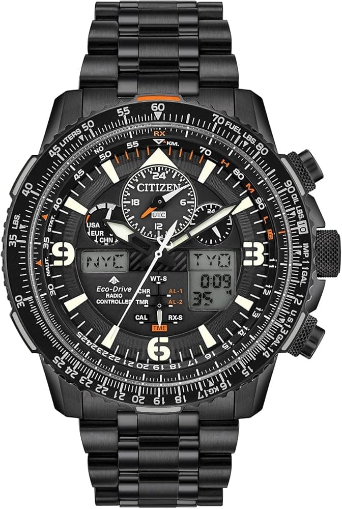 Citizen Men's Promaster Air Skyhawk Eco-Drive Pilot Watch, Atomic Timkeeping Technology, Chronograph, Power Reserve Indicator, Ana-digi Display, Lumin...