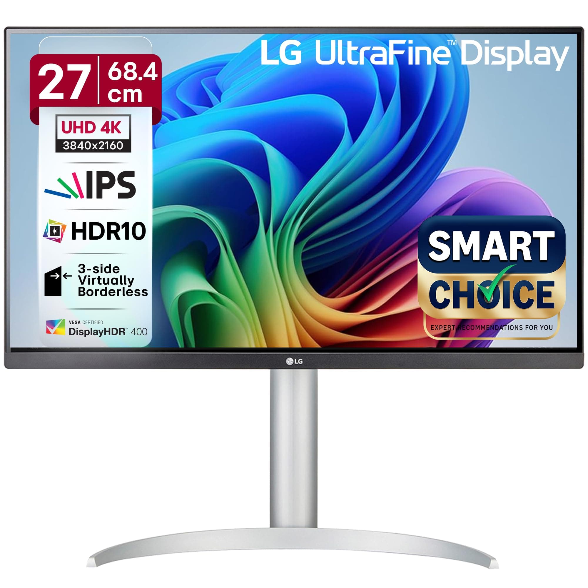 LG 27UP850K 68.58 cm (27 Inch) 4K UHD IPS Display (3840x2160), VESA DisplayHDR 400, 95% DCI-P3, USB Type-C,HDMI, Built in Speaker (5W x 2, 2.0ch) MaxxAudio, Integrated Mac Controls, HAS Stand - White