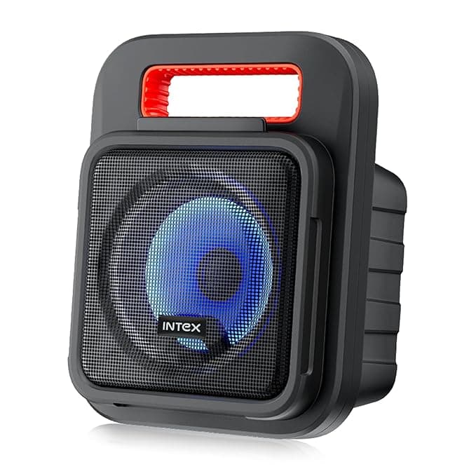 Intex IT 202 Portable Bluetooth Speaker, Front RGB Lights, FM Radio Function, Karaoke MIC, TF Card Playability, BT v5.0, Easy to Carry Handle