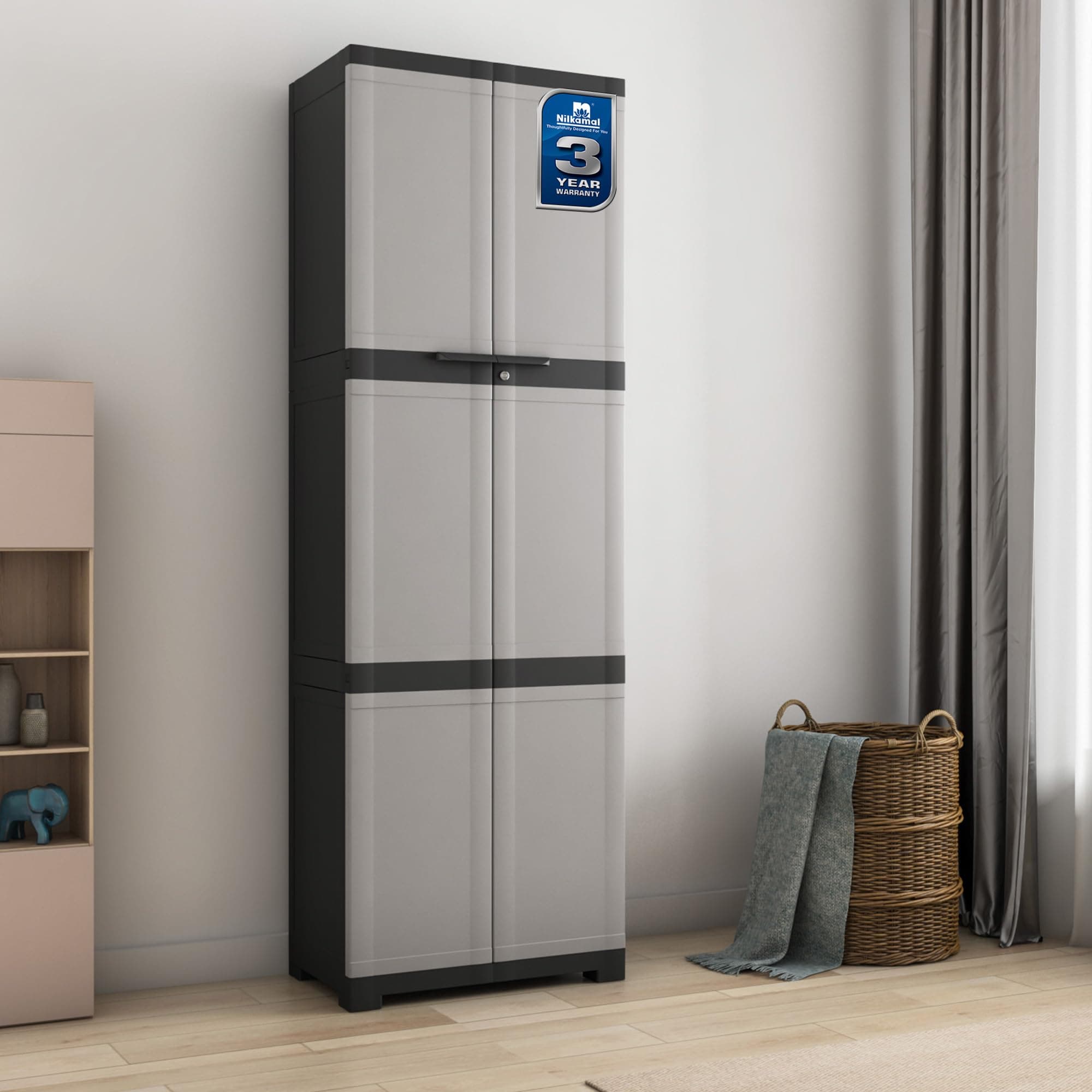 Nilkamal Freedom Mini Medium (FML) Plastic Cabinet for Storage| Space & Clothes Organizer| Shelves| Cupboard| Almari| Wardrobe| Living Room|Multipurpo...