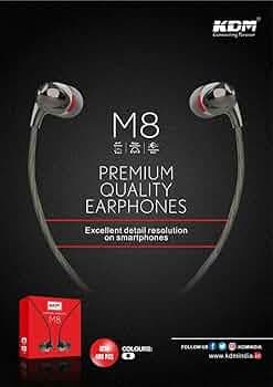 KDM Original M8 Hands-Free, Wired in-Ear Headphone Earphones with Microphone