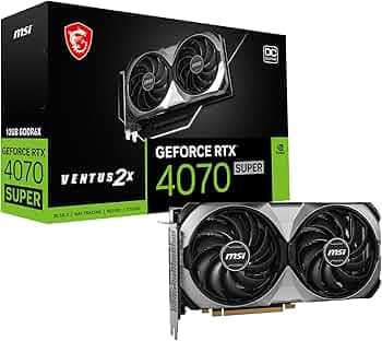 MSI Gaming RTX 4070 Super 12G Ventus 2X OC Graphics Card (NVIDIA RTX 4070 Super, 192-Bit, Boost Clock: 2520 MHz, 12GB GDRR6X 21 Gbps, HDMI/DP, Ada Lov...