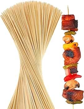 TerraToss Bamboo Skewers Sticks [8 inches, 3mm] [120 Sticks] | Barbeque Stick for Microwave Oven and Pan | Wooden Skewers for Grilling Kabab Stick | B...