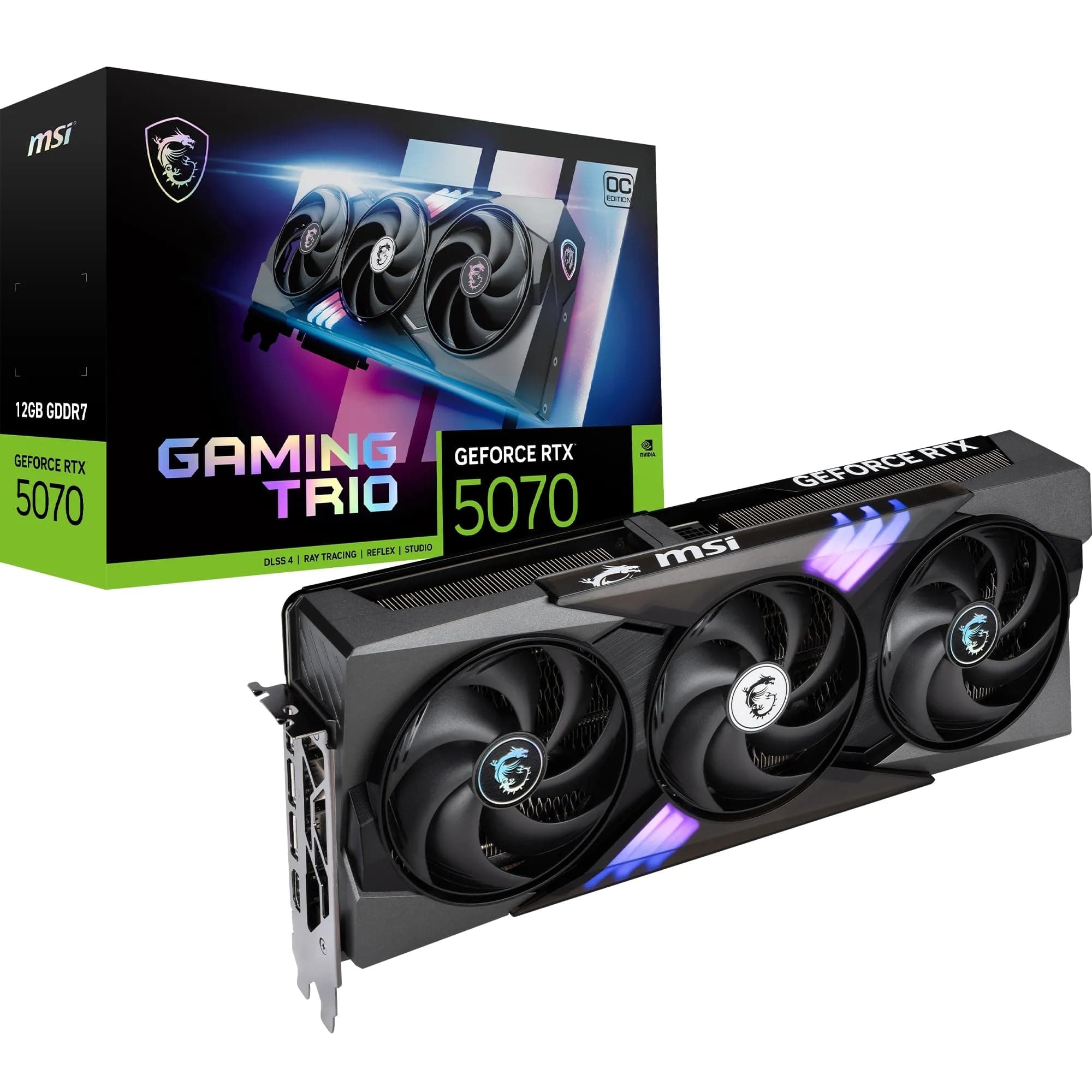 MSI GeForce RTX 5070 12G Gaming Trio OC Graphic Card - NVIDIA GeForce RTX 5070 GPU, 12GB GDDR7 192-bit Memory, 28 Gbps, PCI Express Gen 5 Interface, U...