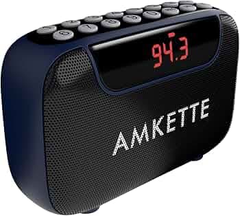 Amkette Pocket Blast FM Radio with Bluetooth Speaker with Powerful Sound, Voice/FM Recording, Hidden Antenna, 7+ Hours Playback (USB-C Charging), and ...