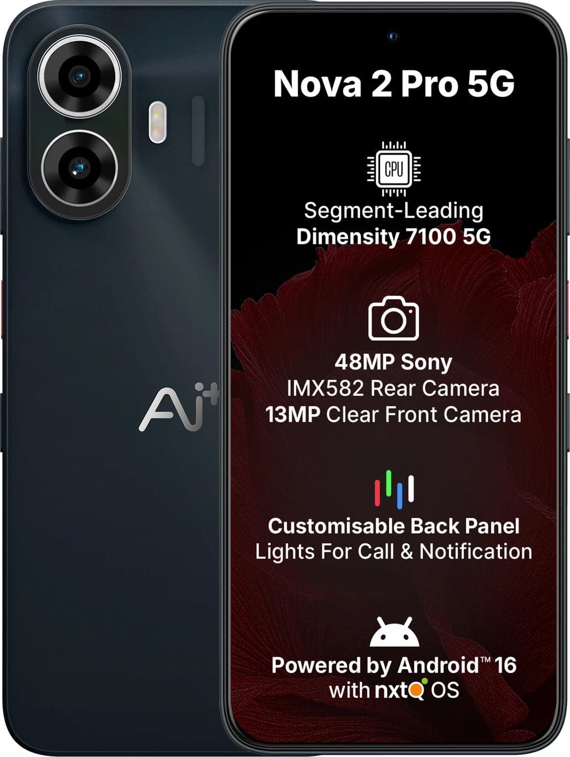 AI+ Nova 2 Pro 5G (6 GB RAM, 128GB, Black) Smartphone