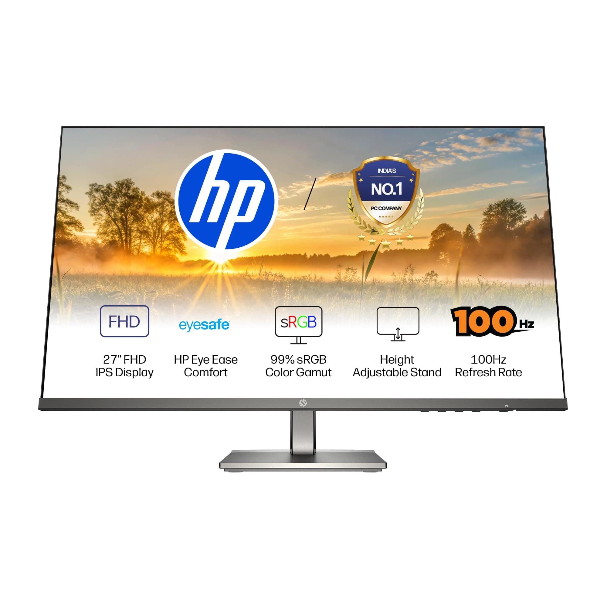 HP 527da 27" (68.6 cm) FHD Monitor, IPS Panel, 300 nits, Eye Safe Certified, 100hz Refresh Rate, 5ms Response time, Ergonomic Design, Black, 3 Years W...