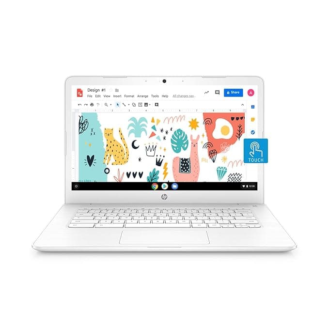 HP Chromebook Intel Celeron N3350 Processor 14-Inch Thin and Light Touchscreen Laptop (4GB/64GB onboard + Additional Cloud storage/256GB Expandable/Ch