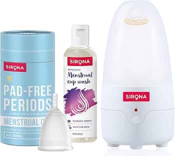 Sirona Reusable Menstrual Cup for Women - Small with Natural Menstrual Cup Wash - 100 ml & Menstrual Cup Sterilizer | Clean your Period Cup Effortlessly - Kills 99% of Germs in 3 Minutes