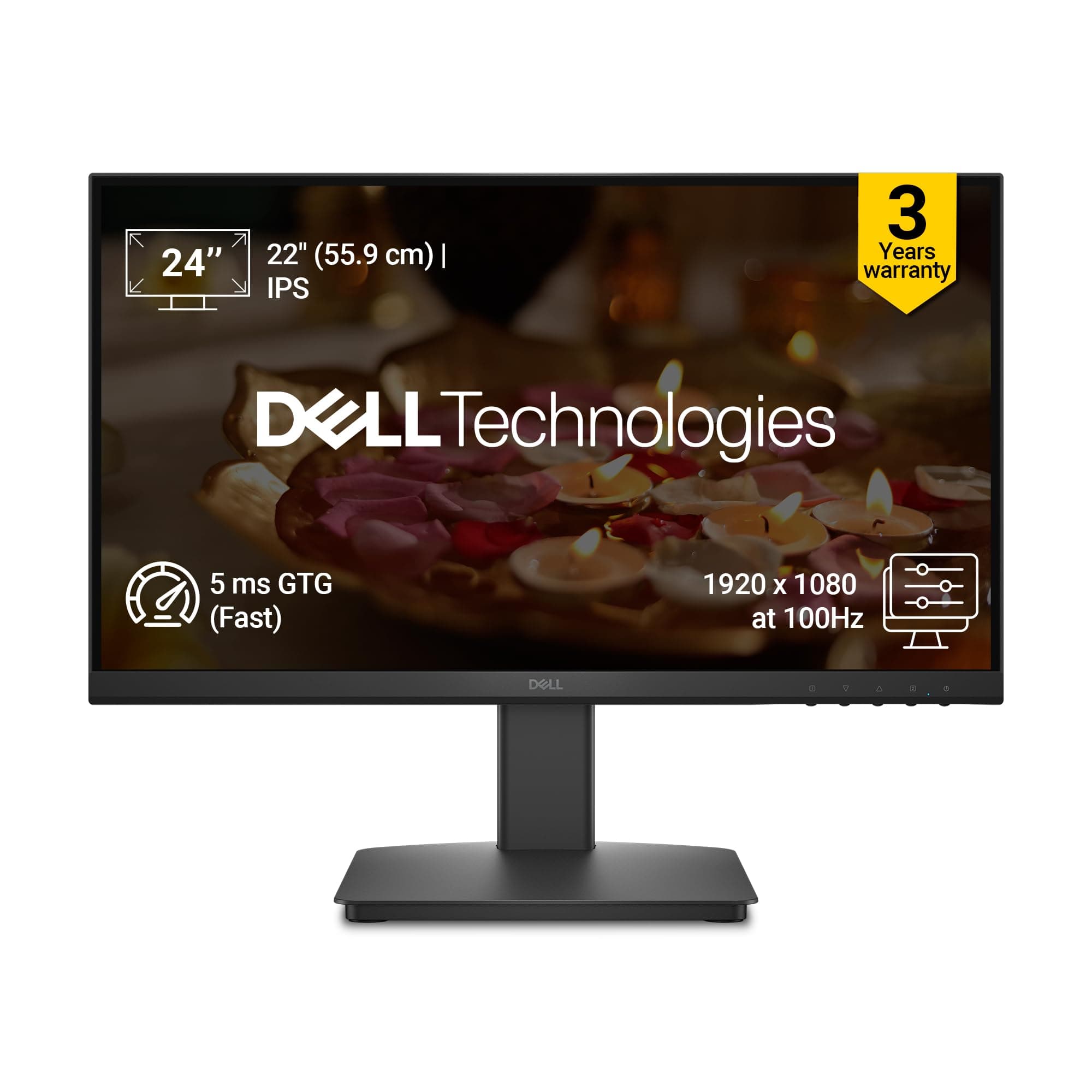 Dell SE2226HX 22" FHD Monitor|100Hz Refresh|IPS Panel, 5ms GTG (Fast)|Contrast 1,000:1|16:9 Aspect|Tilt Adjust|250 cd/m2 Brightness|HDMI,VGA|Anti-Glar...
