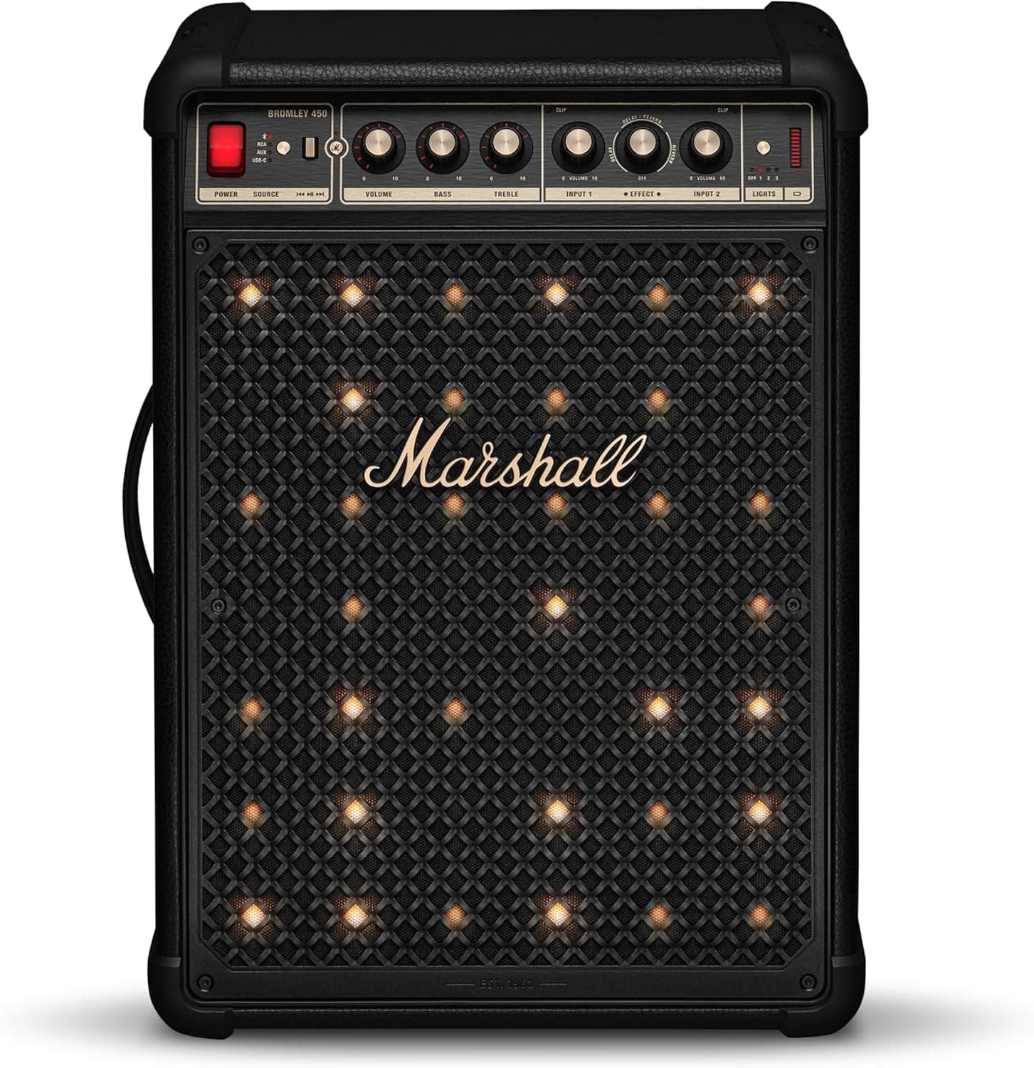 Marshall Bromley 450 Portable Party Speaker - Loud 360 Sound with Bass EQ Controls | 40+ Hours Playtime | Bluetooth, 3.5 mm AUX, RCA, Microphone, Inst...